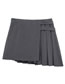 Fashion Grey Blended Wide Pleated Asymmetric Skirt  Blended