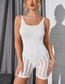 Fashion White Knitted Cutout Square Neck Jumpsuit  Polyester