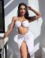 Fashion Coffee Color Polyester Solid Color Two-piece Swimsuit Knotted Three-piece Set  Polyester