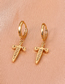 Fashion Gold Brass Zirconia Cross Hoop Earrings