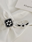 Fashion Silver Alloy Square Drip Pearl Ring Set