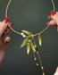 Fashion Collar - Green Acrylic Leaf Pearl Tassel Choker