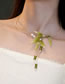Fashion Collar - Green Acrylic Leaf Pearl Tassel Choker