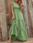 Fashion Green Chiffon Print Ruffle Dress
