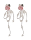 Fashion A Pink Flower Pearl Tassel Rose Drop Earrings