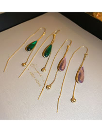 Fashion Gold (purple) Water Drop Crystal Tassel Earrings