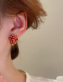 Fashion Red Acrylic Geometric Strawberry Stud Earrings