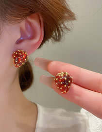 Fashion Red Acrylic Geometric Strawberry Stud Earrings