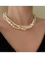 Fashion B Large Pearl Layered Necklace Pearl Beaded Layered Necklace
