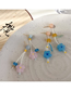 Fashion B Blue Flowers Geometric Glass Flower Earrings