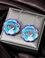 Fashion Blue Petals Acrylic Flower Hoop Earrings
