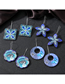 Fashion Blue Petals Acrylic Flower Hoop Earrings