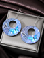 Fashion Hollow Round Butterfly Acrylic Cutout Butterfly Print Round Hoop Earrings