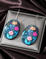 Fashion Oval Blue Flowers Acrylic Print Oval Hoop Earrings