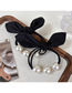 Fashion Black Cloth Bow Pearl Bead Beaded Hair Rope