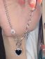 Fashion Silver Alloy Diamond Heart Brooch Chain Necklace
