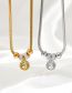 Fashion Silver Titanium Steel Diamond -inlaid Round Brand Life Tree Snake Bone Chain Necklace