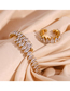 Fashion Gold - White Diamond Titanium Steel Gold Plated Rhombus Zirconia Open Ring