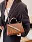 Fashion Brown Pu Contrasting Embroidered Flap Messenger Bag