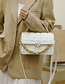 Fashion White Pu Square Embossed Lock Flap Crossbody Bag