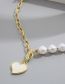 Fashion Gold Alloy Pearl Stitching Chain Heart Necklace