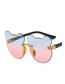 Fashion Upper Powder And Lower Blue (siamese) Pc Cat Ears Rimless Sunglasses