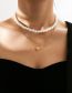 Fashion Gold Alloy Pearl Beaded Heart Double Layer Necklace