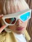 Fashion Solid Gray Film Pc Rectangular Thick Frame Sunglasses