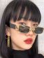 Fashion Golden Frame Tea Metal Double Beam Hanging Ring Small Box Sunglasses