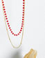 Fashion Red Glass Necklace- (34-39)+5cm Geometric Glass Bead Stitching Double -layer Necklace