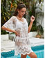 Fashion White Blended Lace Embroidered Swimsuit Cover Sweater