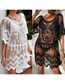 Fashion Black Blended Lace Embroidered Swimsuit Cover Sweater