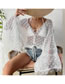 Fashion White (h) Lace Horn Sleeve Sunscreen Swimwear Cover