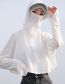 Fashion White Polyester Ice Silk Hooded Sun Jacket