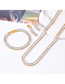 Fashion Gold Three-piece Suit Titanium Steel Cube Zirconium Earrings Bracelet Necklace Set