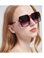 Fashion Solid Red To Gray Film Pc Double Beam Square Large Frame Sunglasses