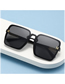 Fashion Black Frame Gray Film Pc Double Beam Square Large Frame Sunglasses