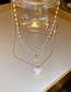 Fashion Necklace - Gold Pearl Beaded Heart Double Necklace