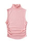 Fashion Pink Polyester Fold High -neck Top