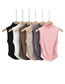 Fashion Pink Polyester Fold High -neck Top