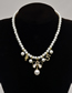 Fashion Gold Pearl Bead And Diamond Figure Bow Necklace
