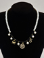 Fashion Gold Pearl Bead And Diamond Figure Flower Necklace