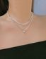 Fashion Silver 02 Geometric Pearl Beaded Double Layer Necklace