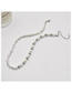 Fashion Silver Metallic Silver Panel Pearl Beaded Necklace