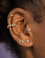 Fashion Gold-white Diamond Set Of 3 Metal Diamond Geometric Earring Set
