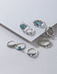 Fashion Silver Alloy Diamond Leaf Geometric Ring Set