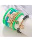 Fashion Gold Soft Pottery Letters Beads Beads Dripping Oil Four -leaf Grass Bracelet Set