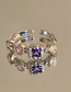 Fashion Silver Alloy Inlaid Square Diamond Opening Ring