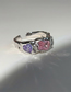 Fashion Silver Alloy Inlaid Square Diamond Love Opening Ring