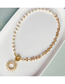 Fashion Gold Copper Gold -plated Pearl Stitching Chain Sun Necklace